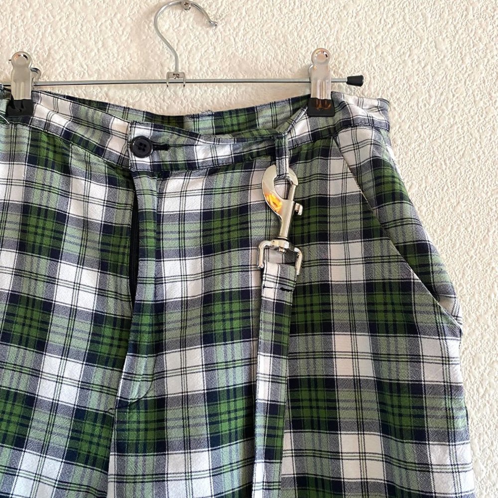 The Ragged Priest Escape Cargo Pants Wide Leg High Waist Plaid Trousers Green - Picture 6 of 10